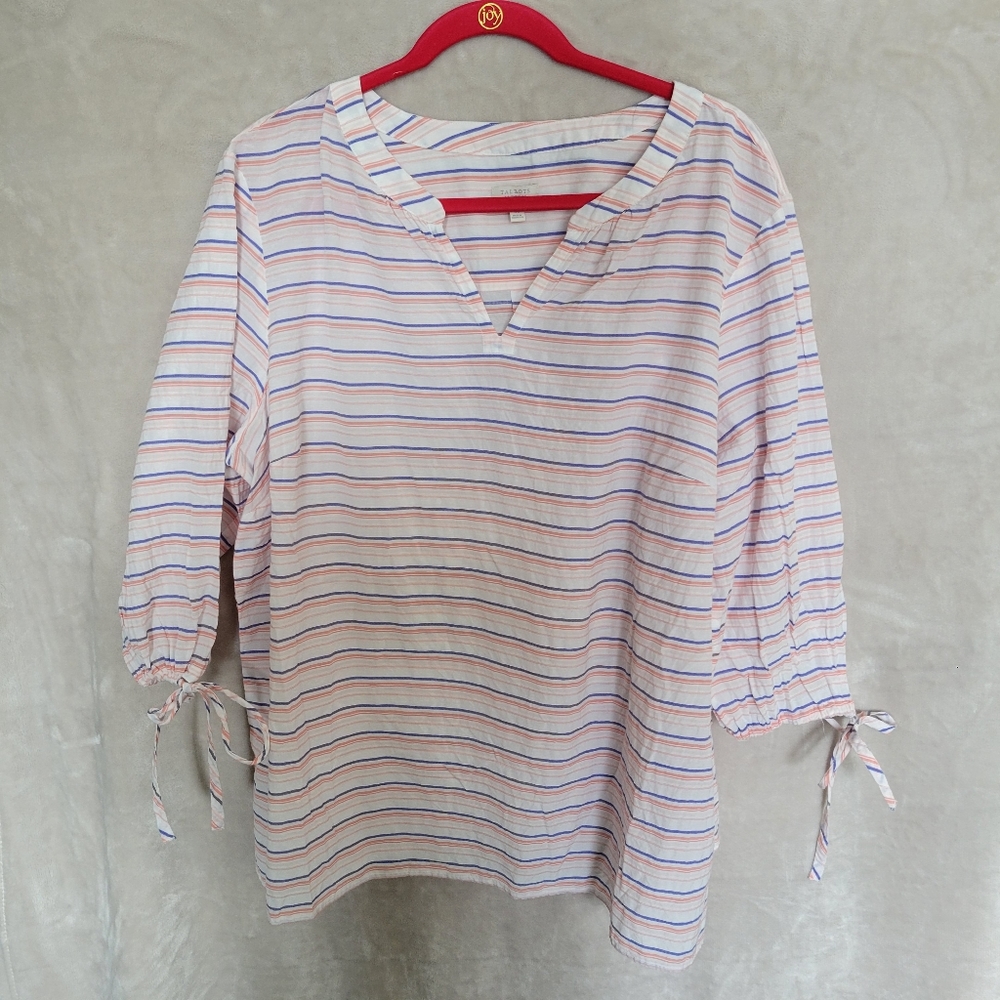 Talbots Pink and Blue Strip White Blouse